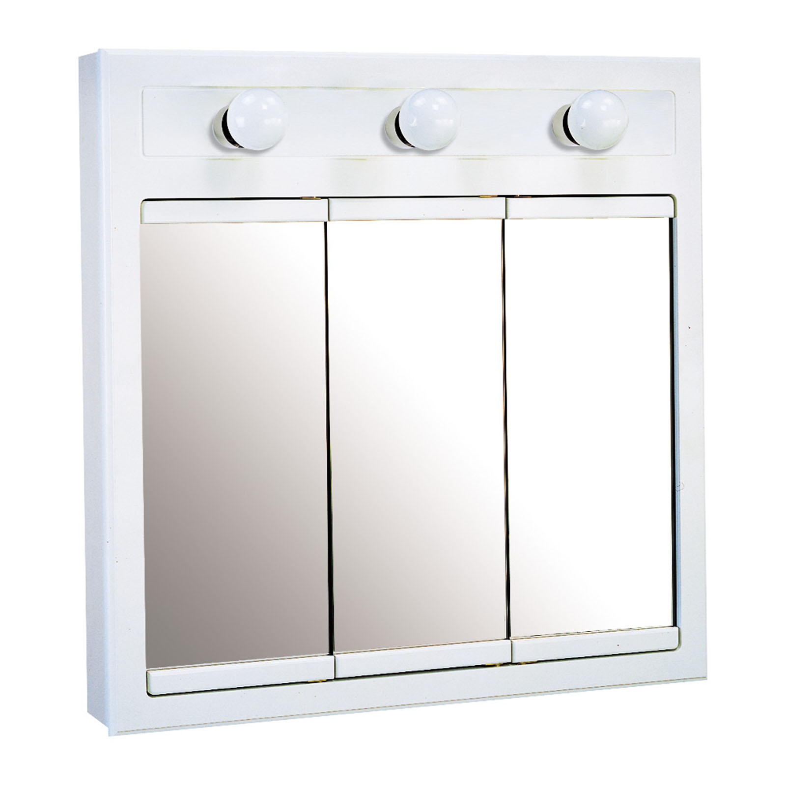 Design House 532374 Concord White Gloss Lighted Medicine Cabinet Mirror with 3-Doors and 2 ...