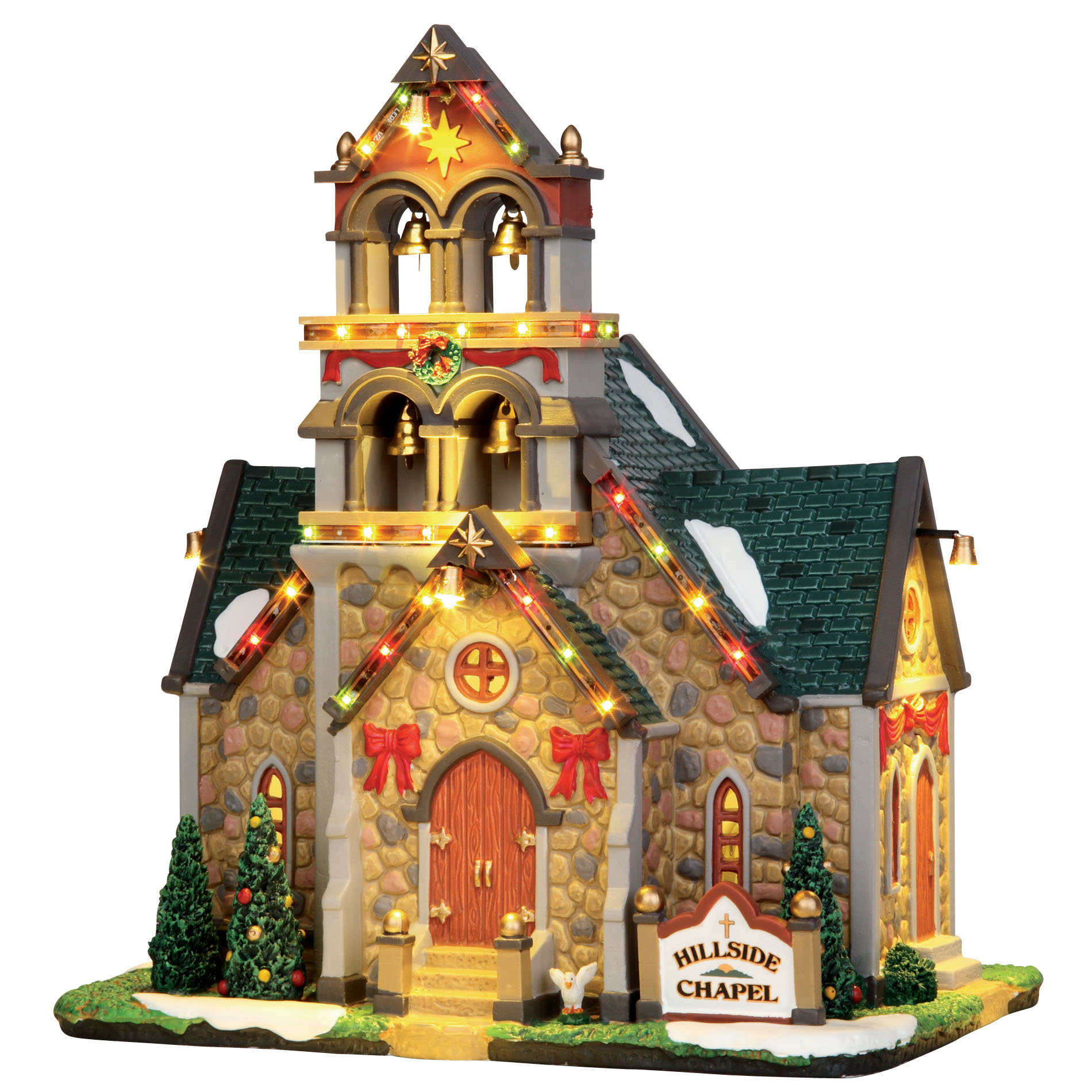 Lemax Village Collection Caddington Hillside Bell Chapel LightUp