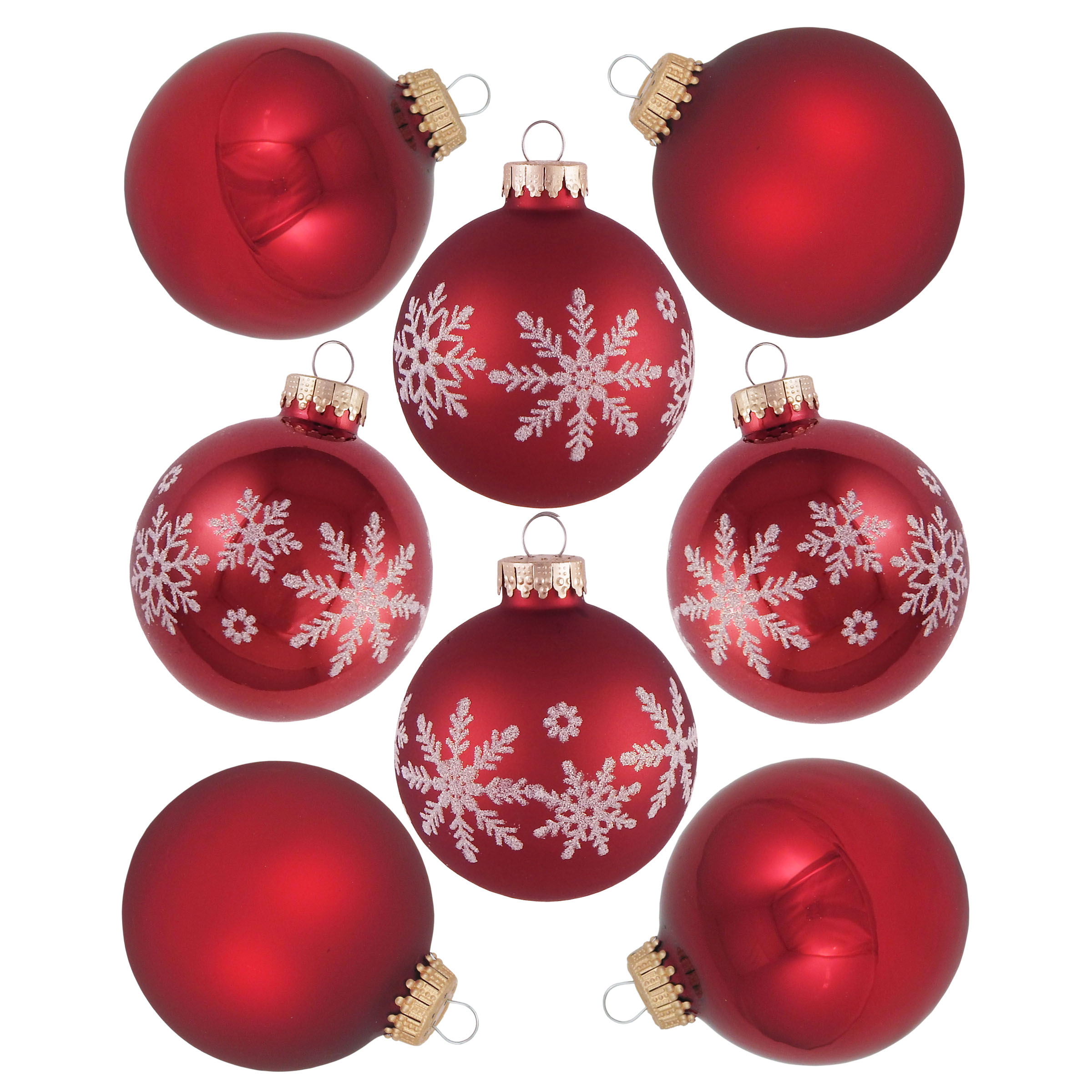 Christmas by Krebs 8Ct 67Mm Red Snowflake Deco Glass Christmas Ornament