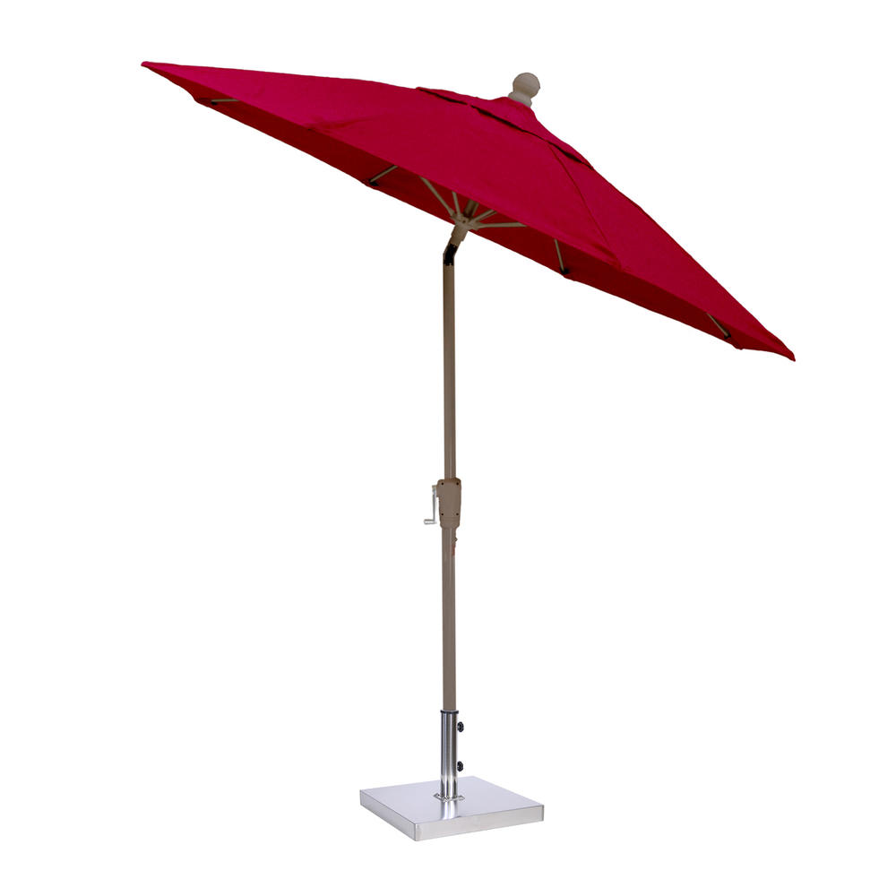 MiYu Furniture  9 ft Fiberglass Market Umbrella with Auto Tilt- Champagne Frame