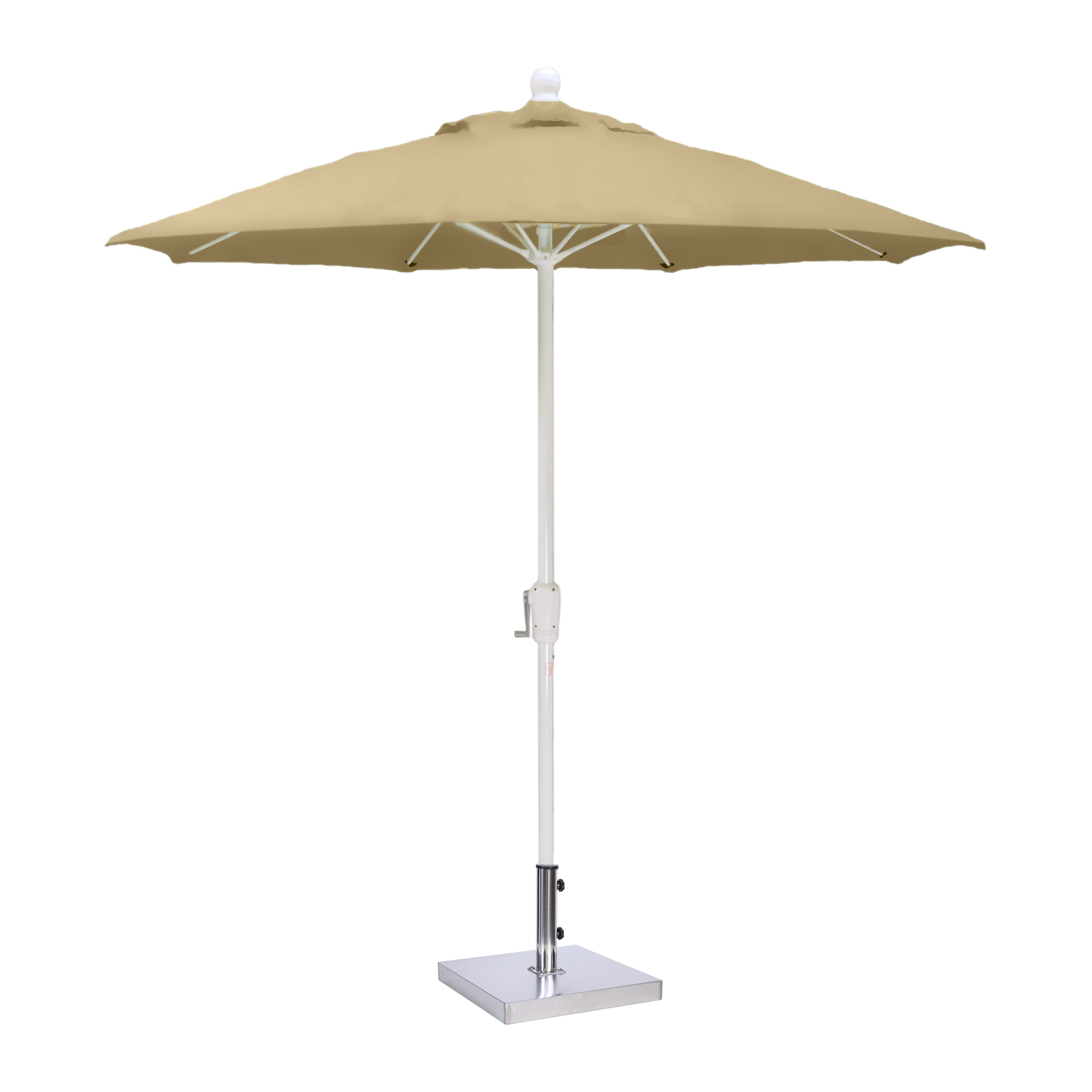 MiYu Furniture  9 ft Fiberglass Market Umbrella with Crank - White Frame