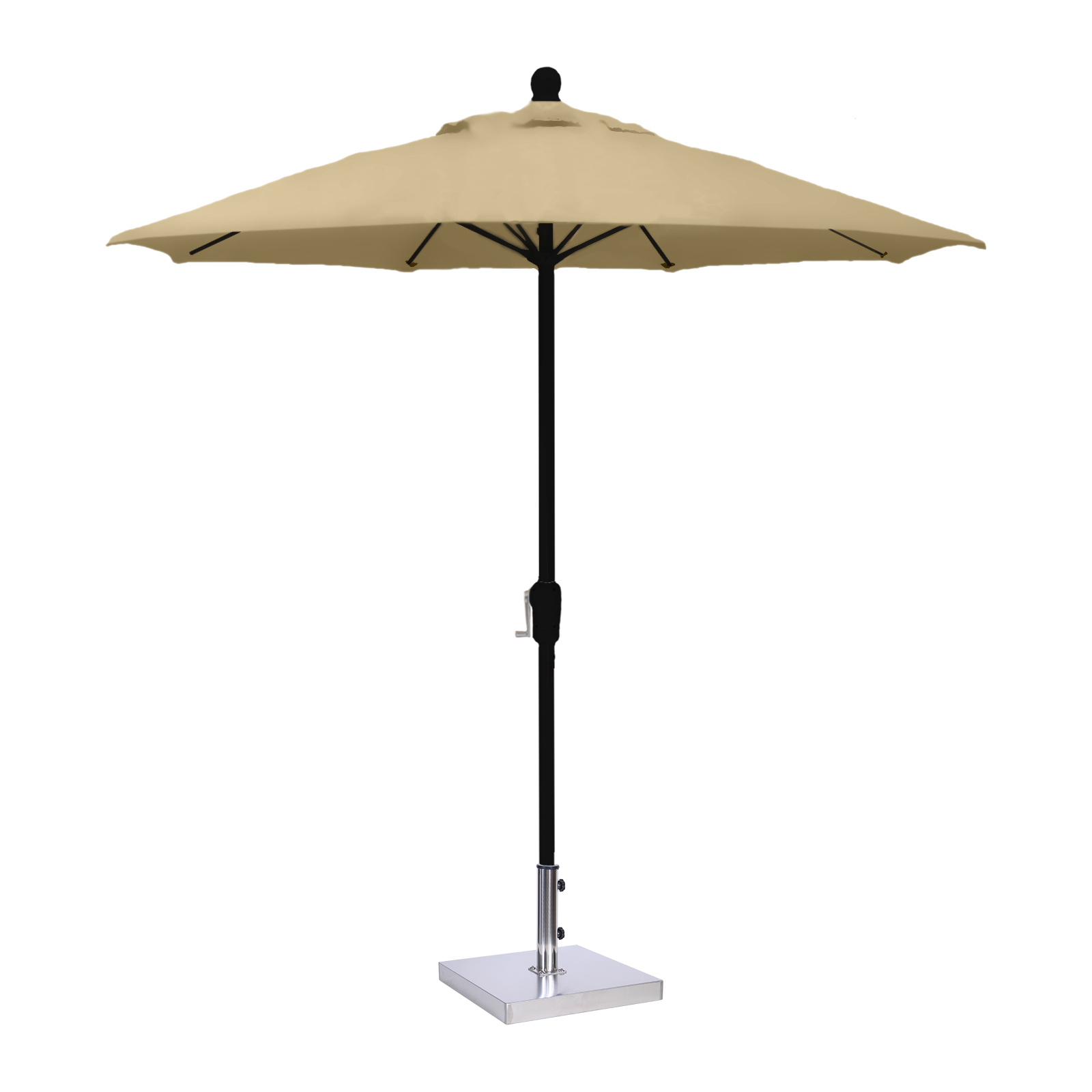 MiYu Furniture  9 ft Fiberglass Market Umbrella with Crank - Black Frame
