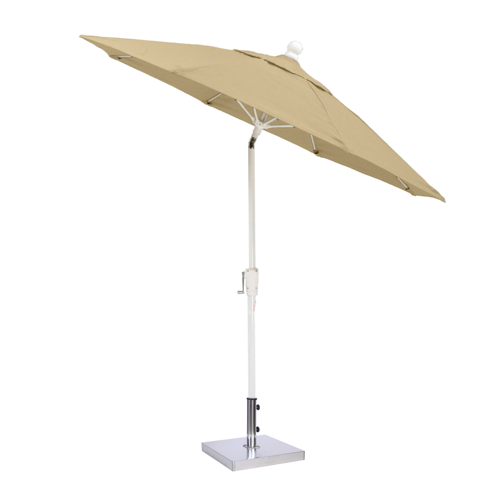 MiYu Furniture  7.5 ft Fiberglass Market Umbrella with Auto Tilt - White Frame