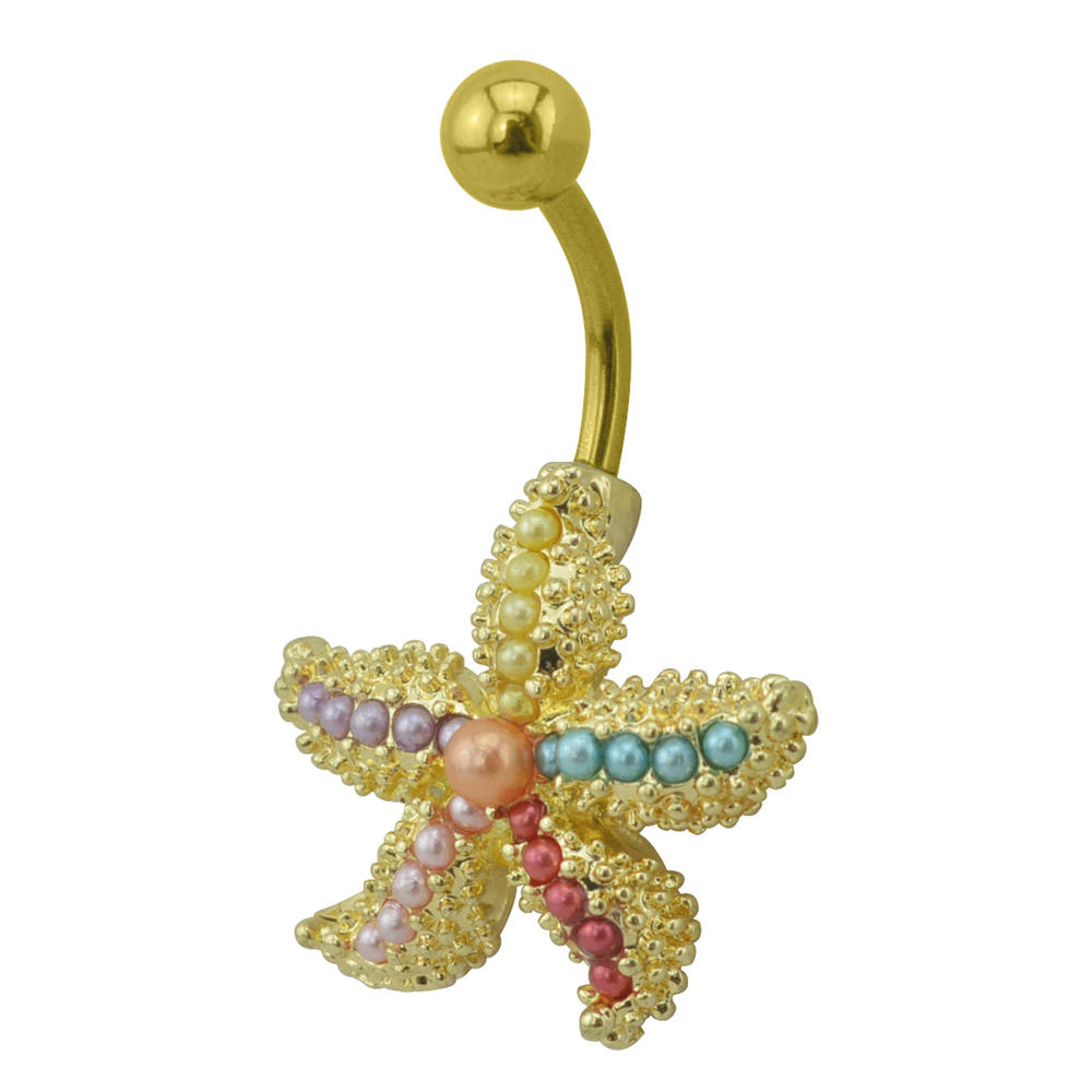 Gold Anodized Star Fish Belly Ring
