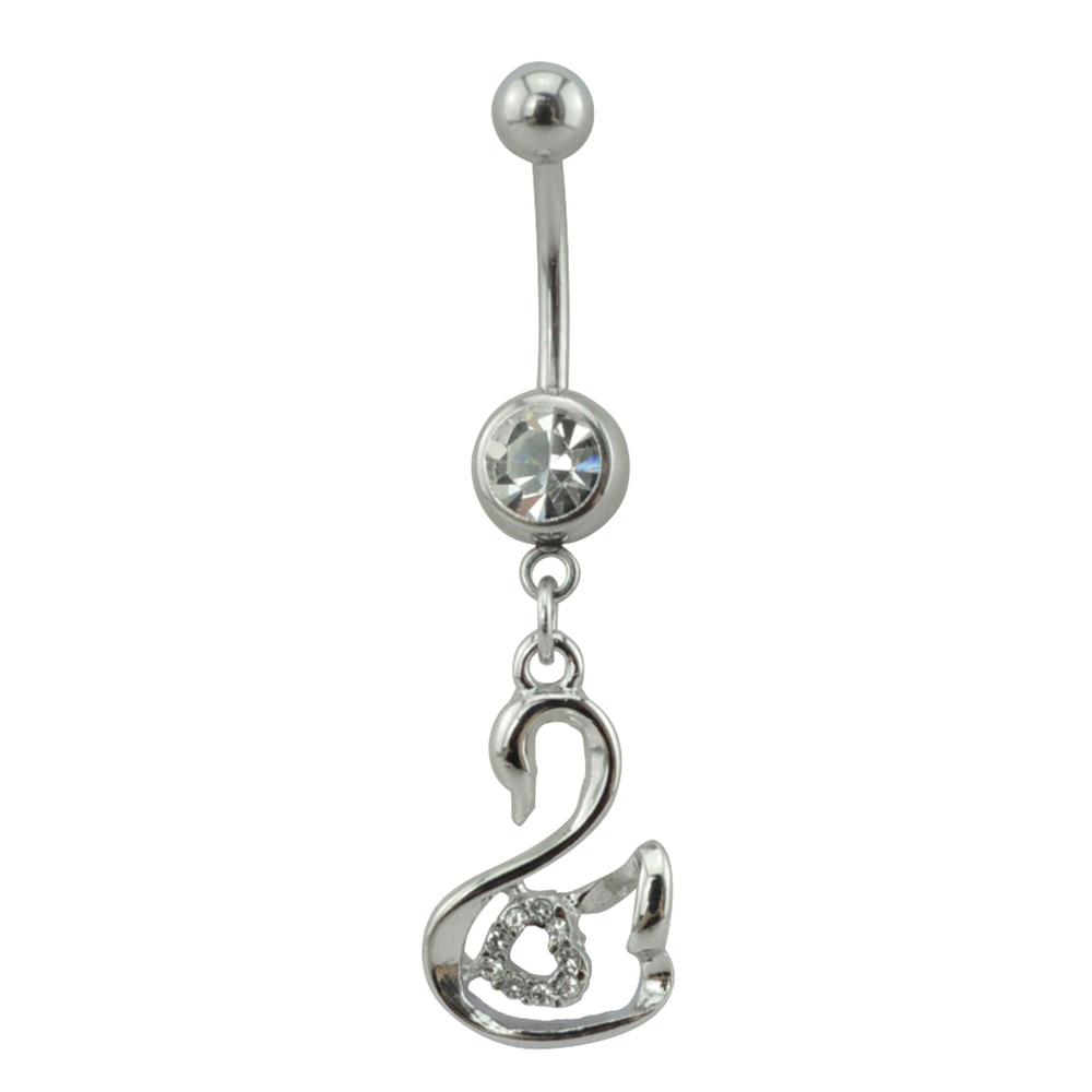 Silver Swan Belly Ring