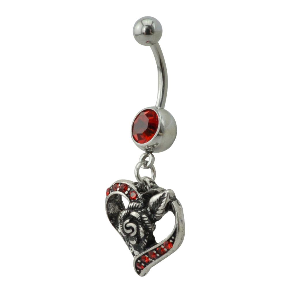 Silver Heart and Rose Belly Ring