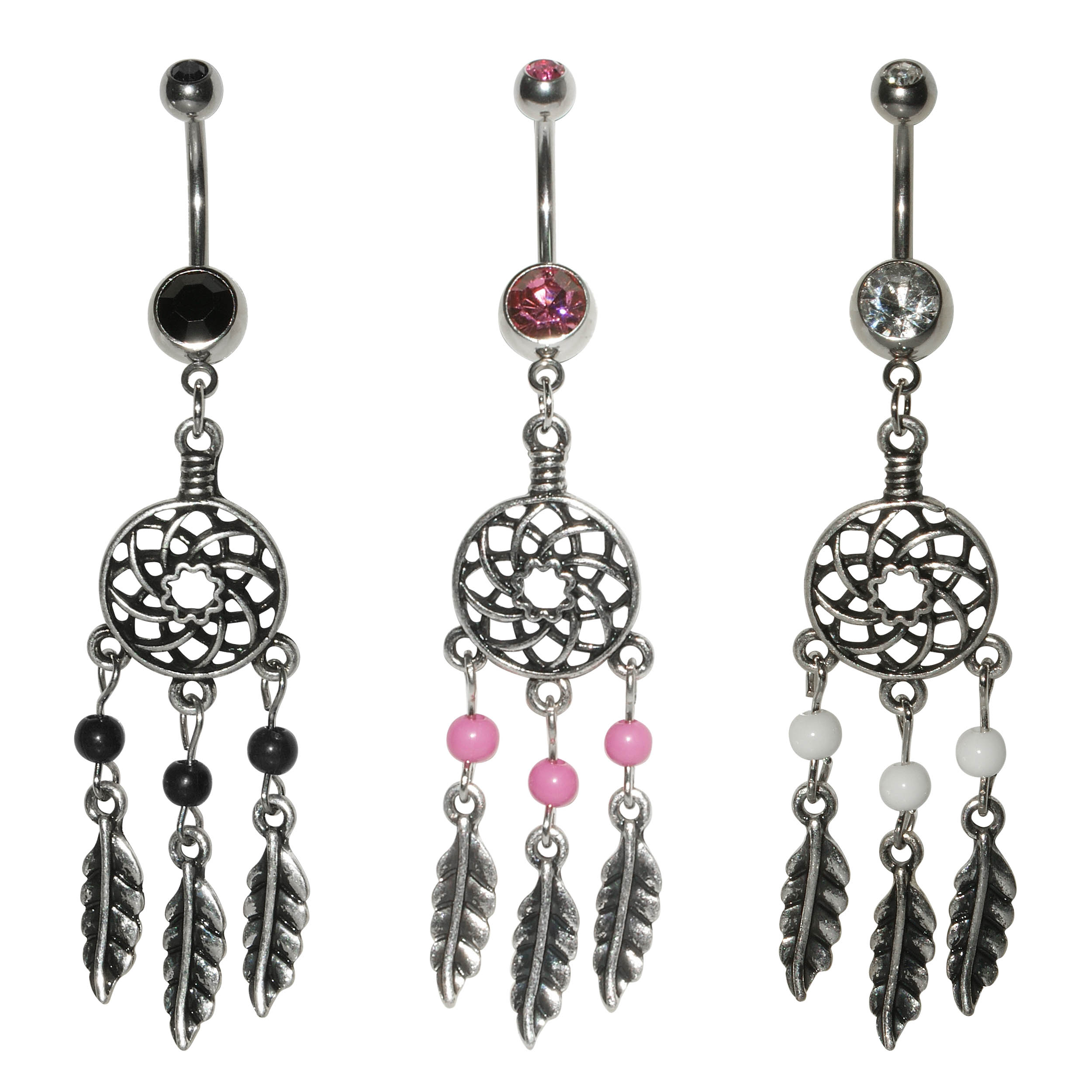 3-Pack Dream Catcher Belly Ring