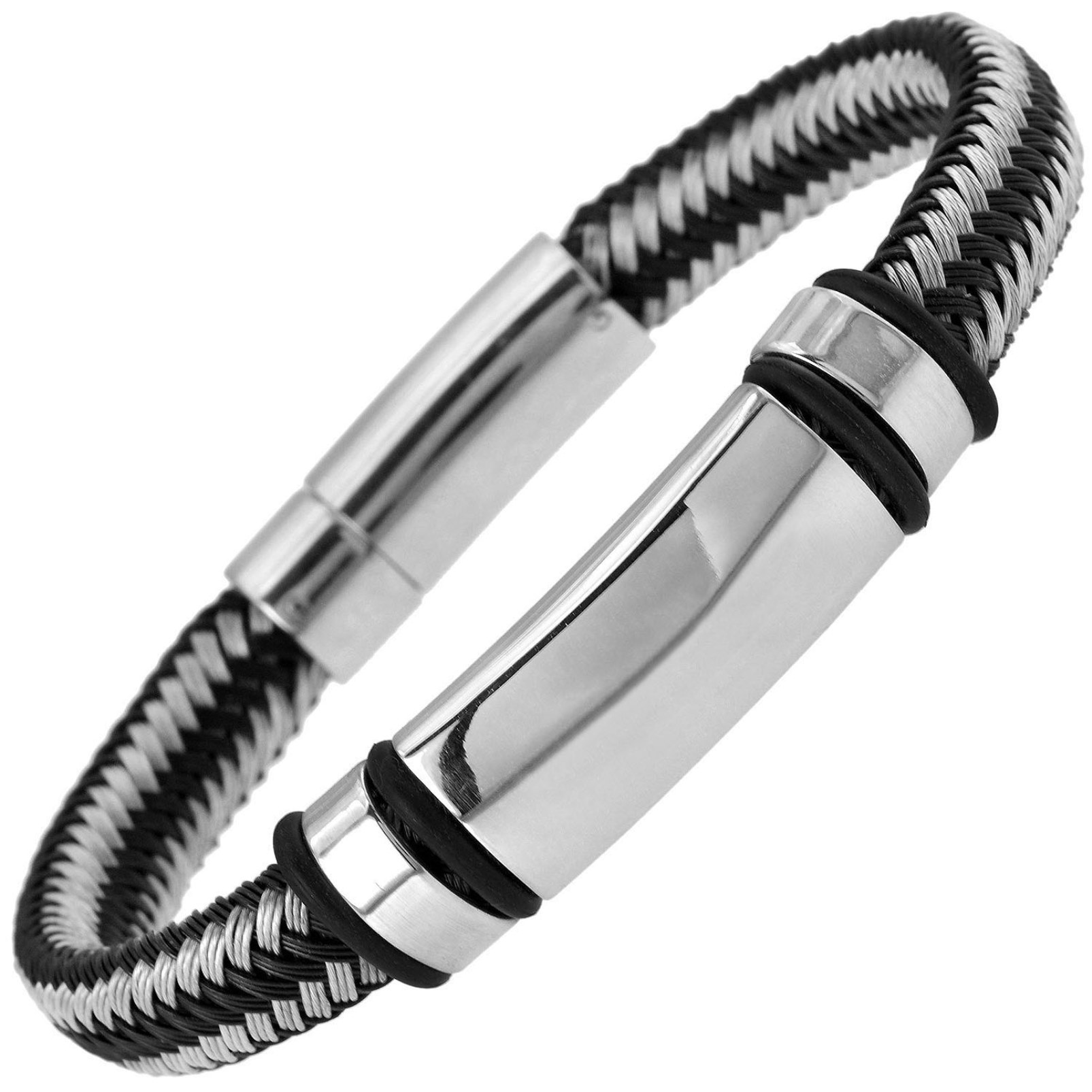Men's Stainless Steel and Nylon Bracelet