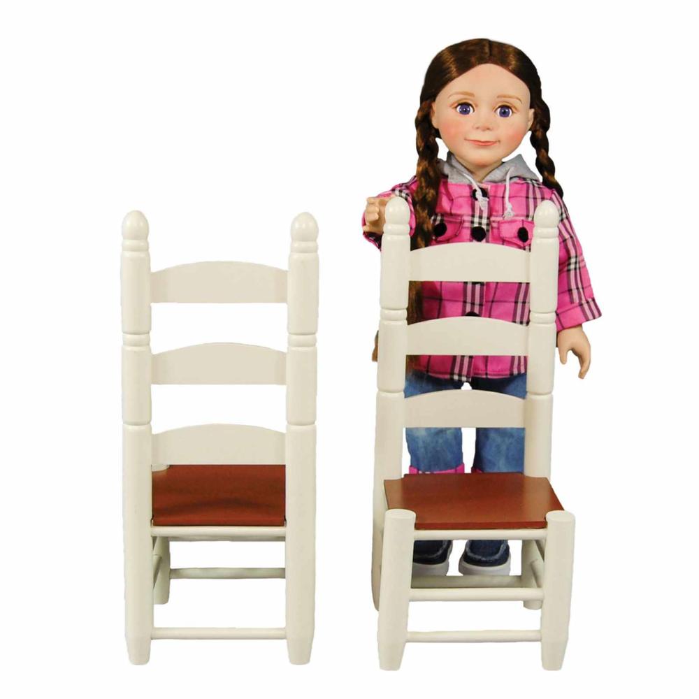 Farmhouse Collection Set of 2 Ladder-back Chairs for 18" Dolls