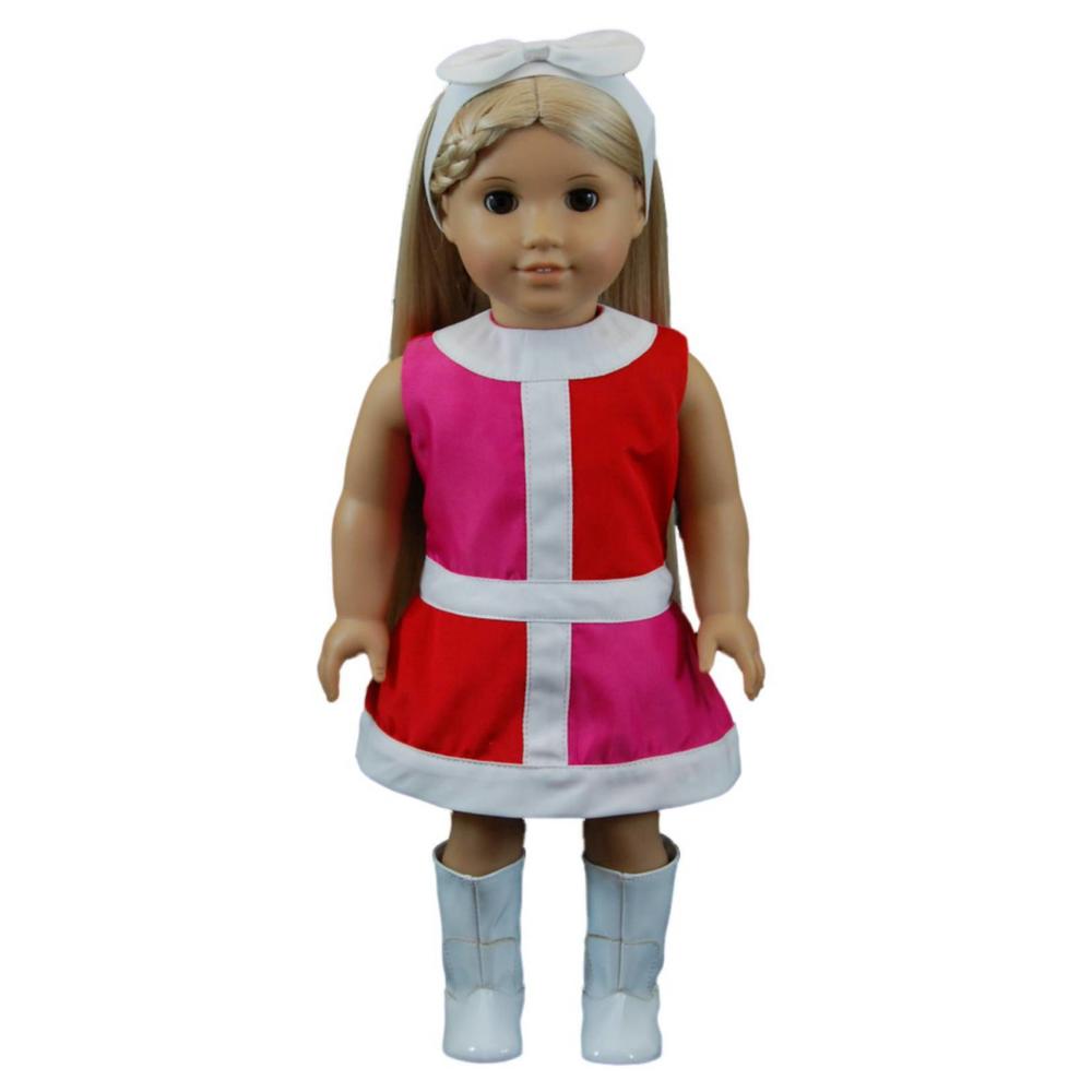 The Queen's Treasures 1960's Groovy Girl Color Block Dress and Headband Fits 18" American Girl  Doll Clothes & Accessories