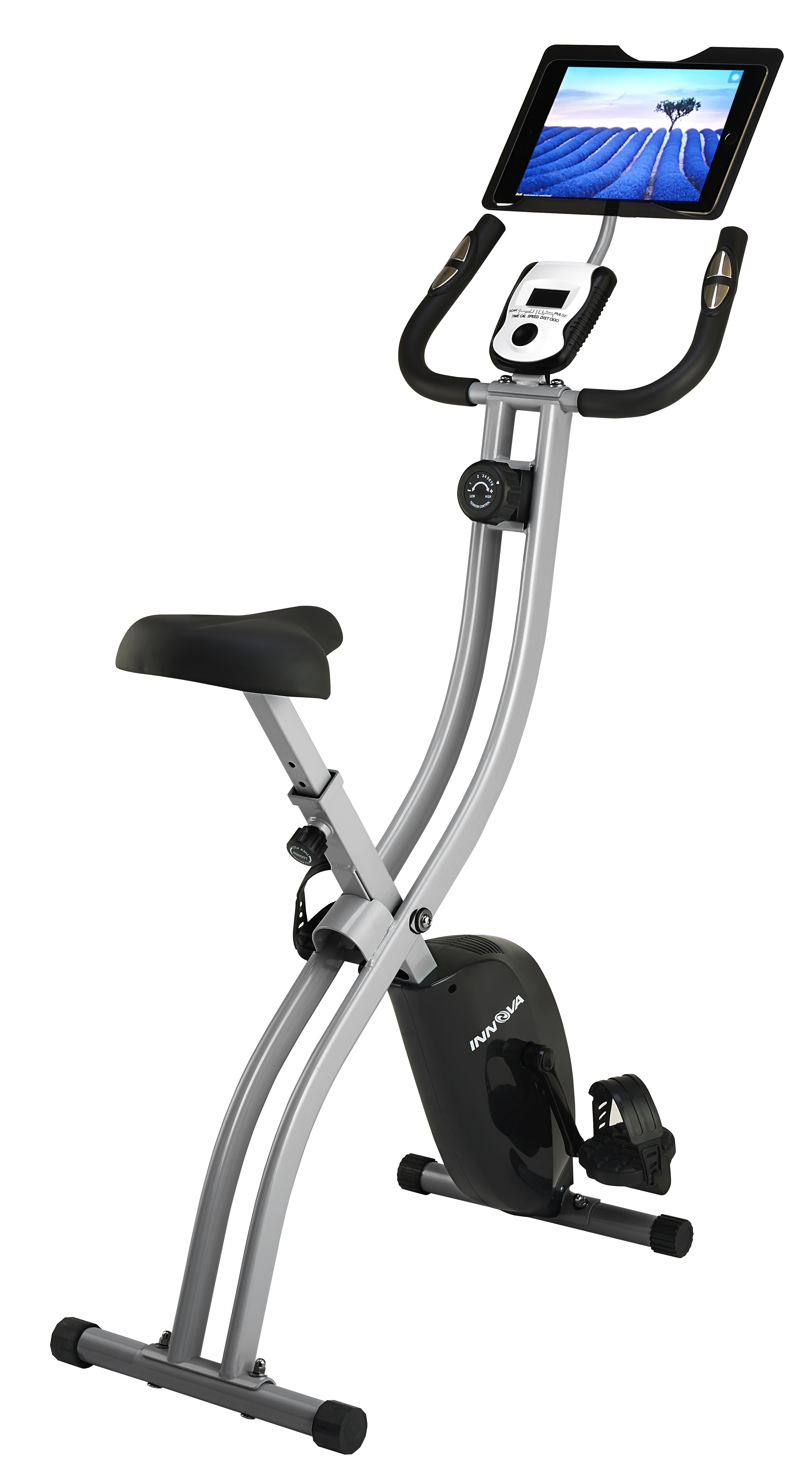 Innova Fitness XB350 Folding Upright Bike with iPad / Android Tablet Holder