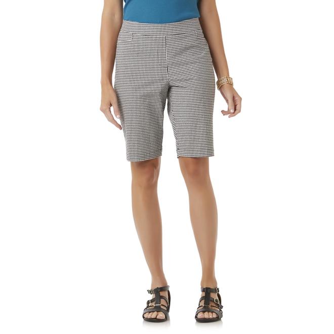 Basic Editions Women's Seersucker Bermuda Shorts Gingham