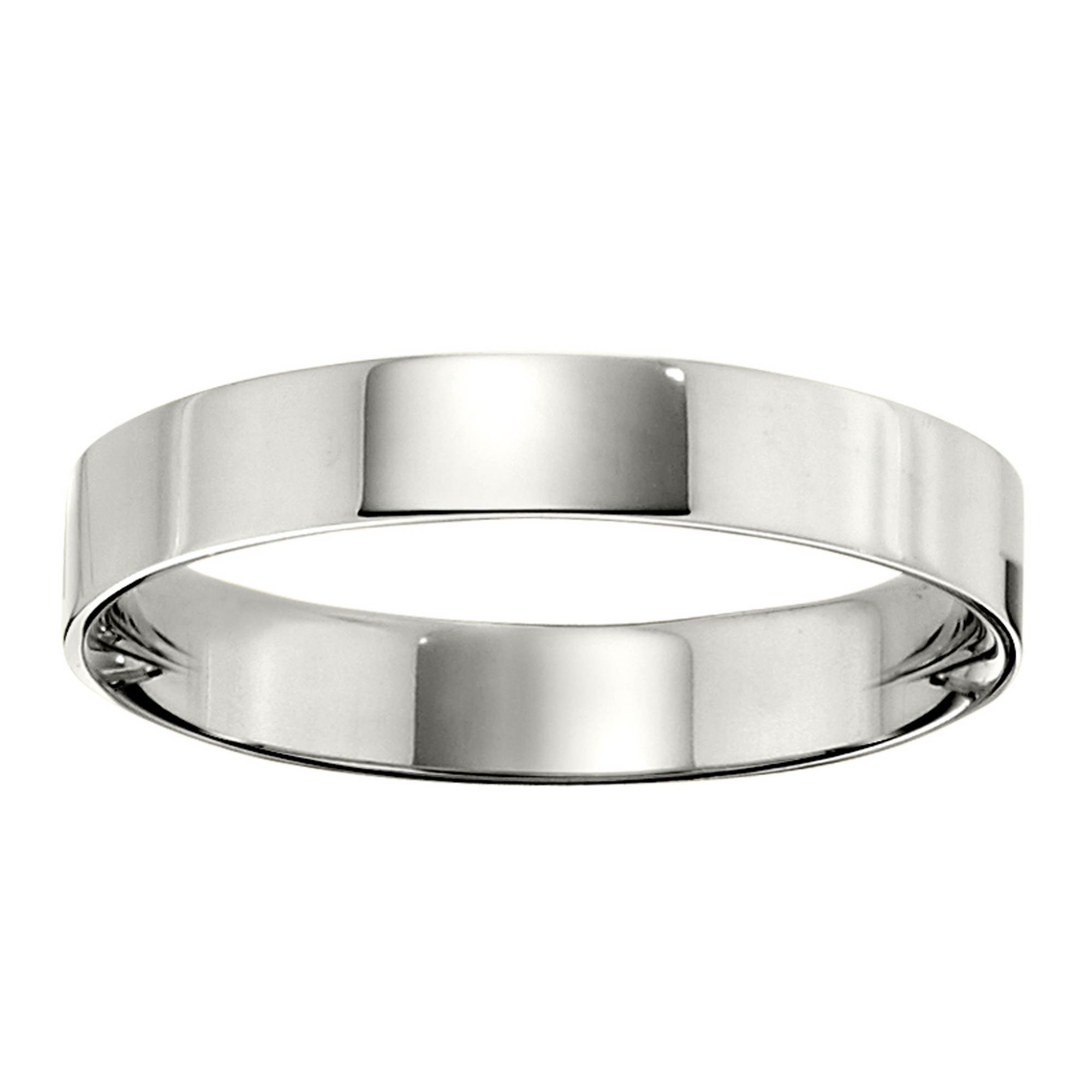 Ladies 4mm 18K White Gold Flat Wedding Band, Size: 7.5 Ladies 4mm 18K White Gold Flat Wedding Band, Size: 7.5