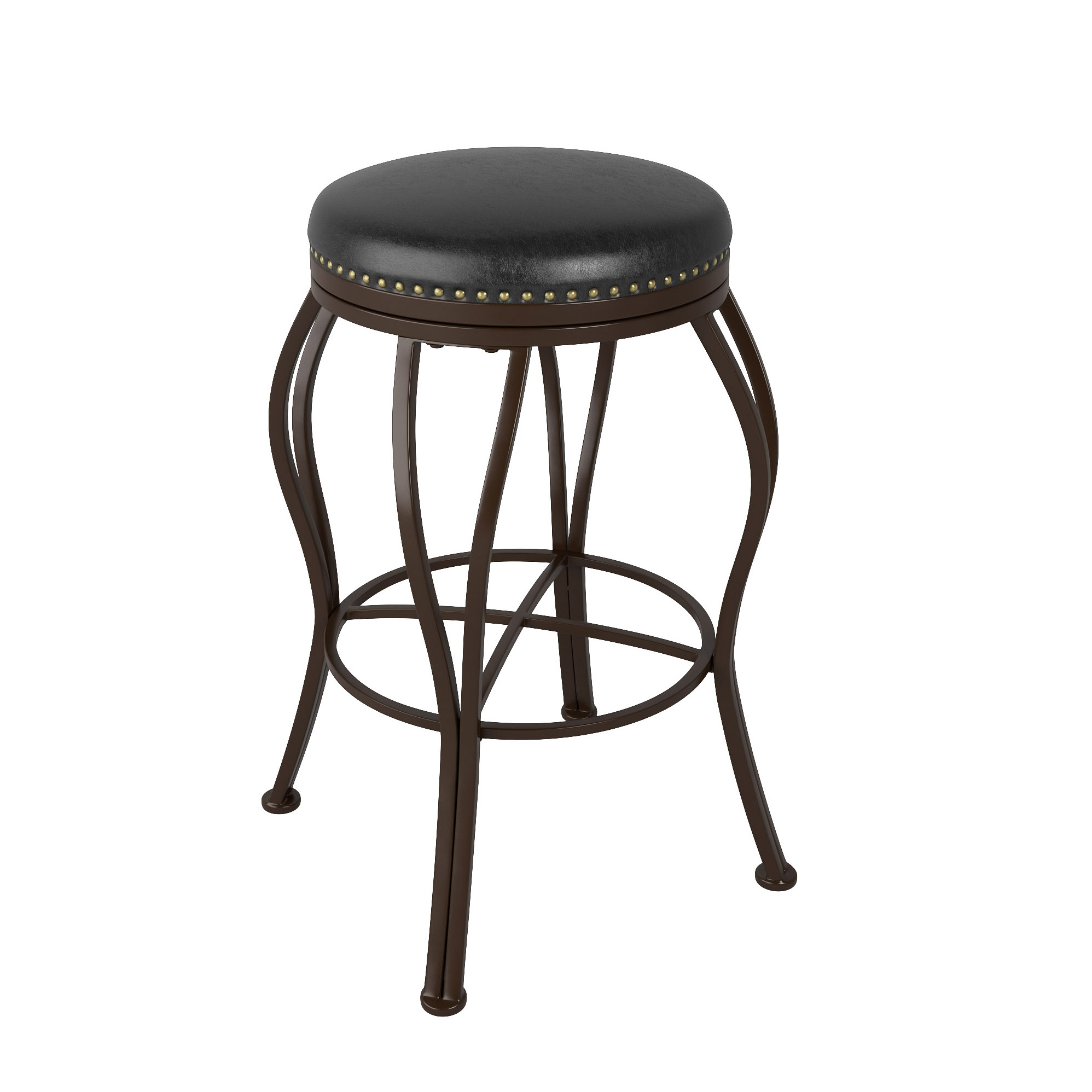 Corliving Jericho Metal Bar Height Barstool With Dark Brown Bonded Leather Seat