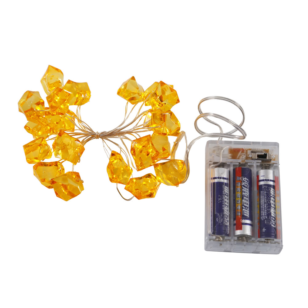 Vickerman Indoor 20 Light Gold Colored LED Ice Cube Light Set