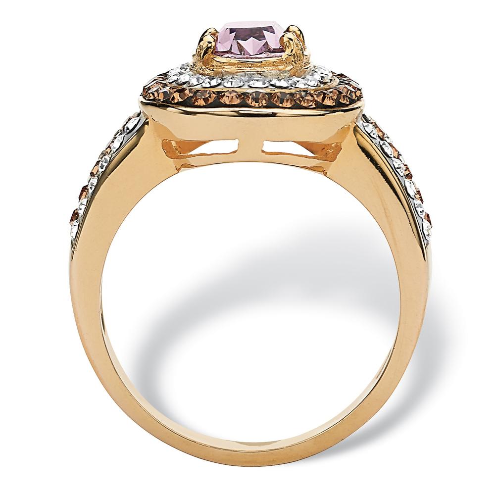Oval-Cut Violet Crystal Cocktail Ring Made with SWAROVSKI ELEMENTS 18k Gold over Sterling Silver