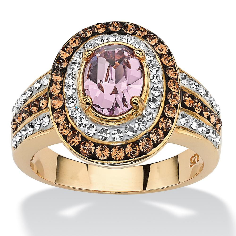 Oval-Cut Violet Crystal Cocktail Ring Made with SWAROVSKI ELEMENTS 18k Gold over Sterling Silver
