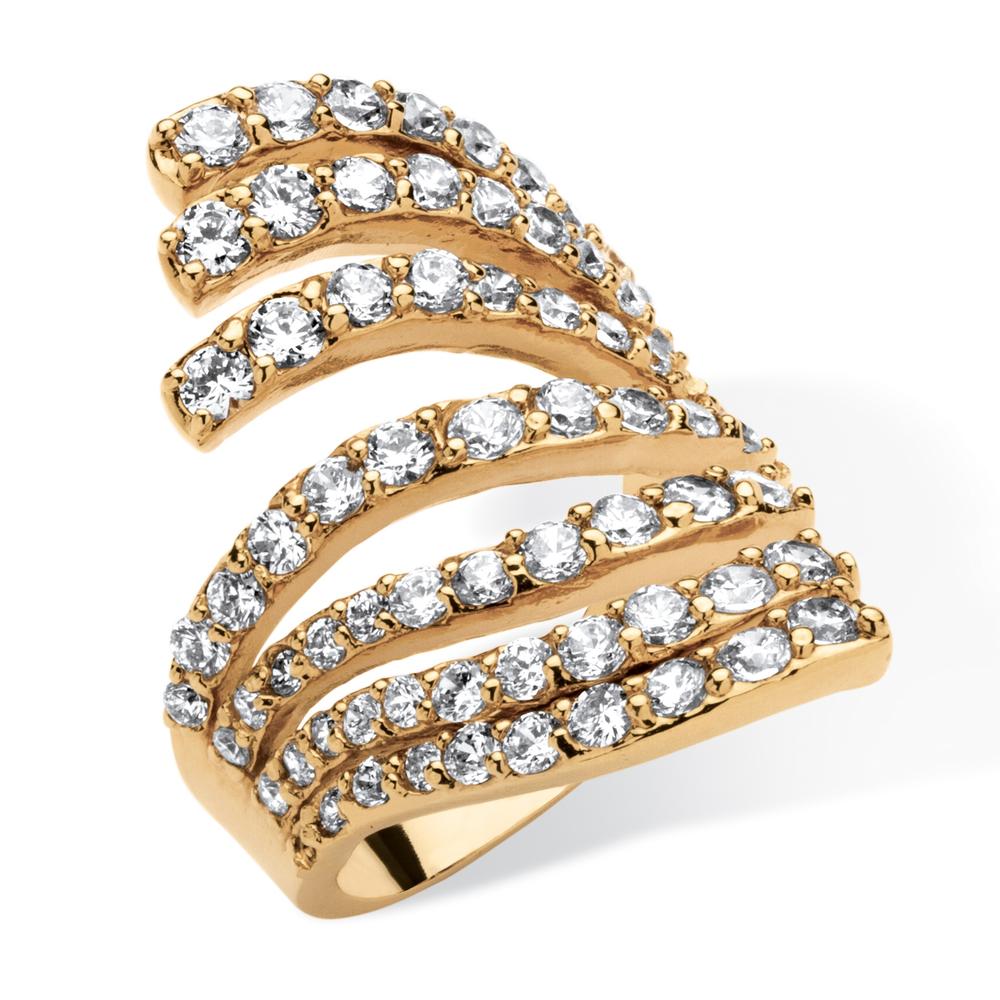 PalmBeach Jewelry 2.74 TCW Cubic Zirconia Multi-Row Fashion Ring 18k Gold-Plated