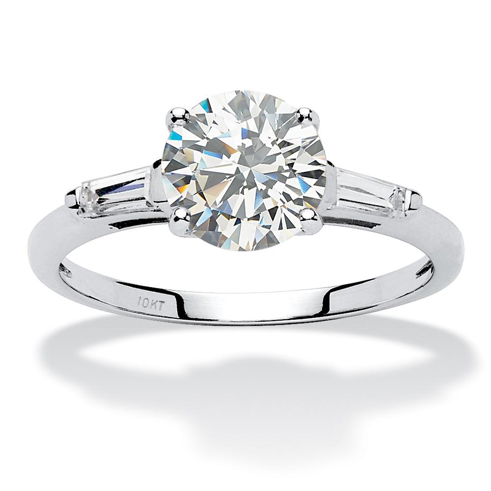 1.78 TCW Round Cubic Zirconia Anniversary Engagement Ring in 10k White Gold
