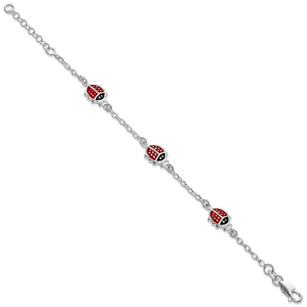 UPC 883957000145 product image for Sterling Silver 8mm Red Enamel Ladybugs Childs Bracelet - Children's Jewelry | upcitemdb.com