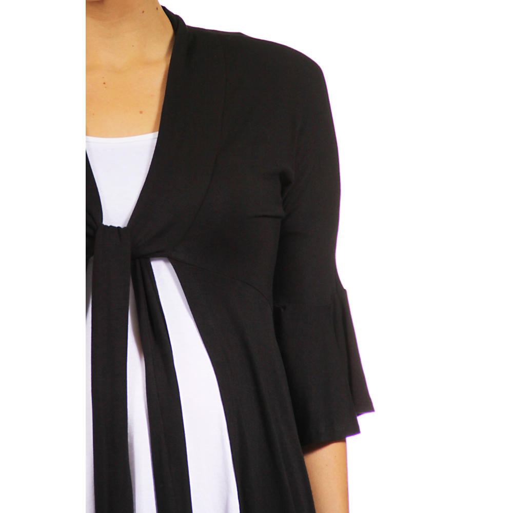 24&#47;7 Comfort Apparel Maternity 3/4 Bell Sleeve Shrug With Front Tie