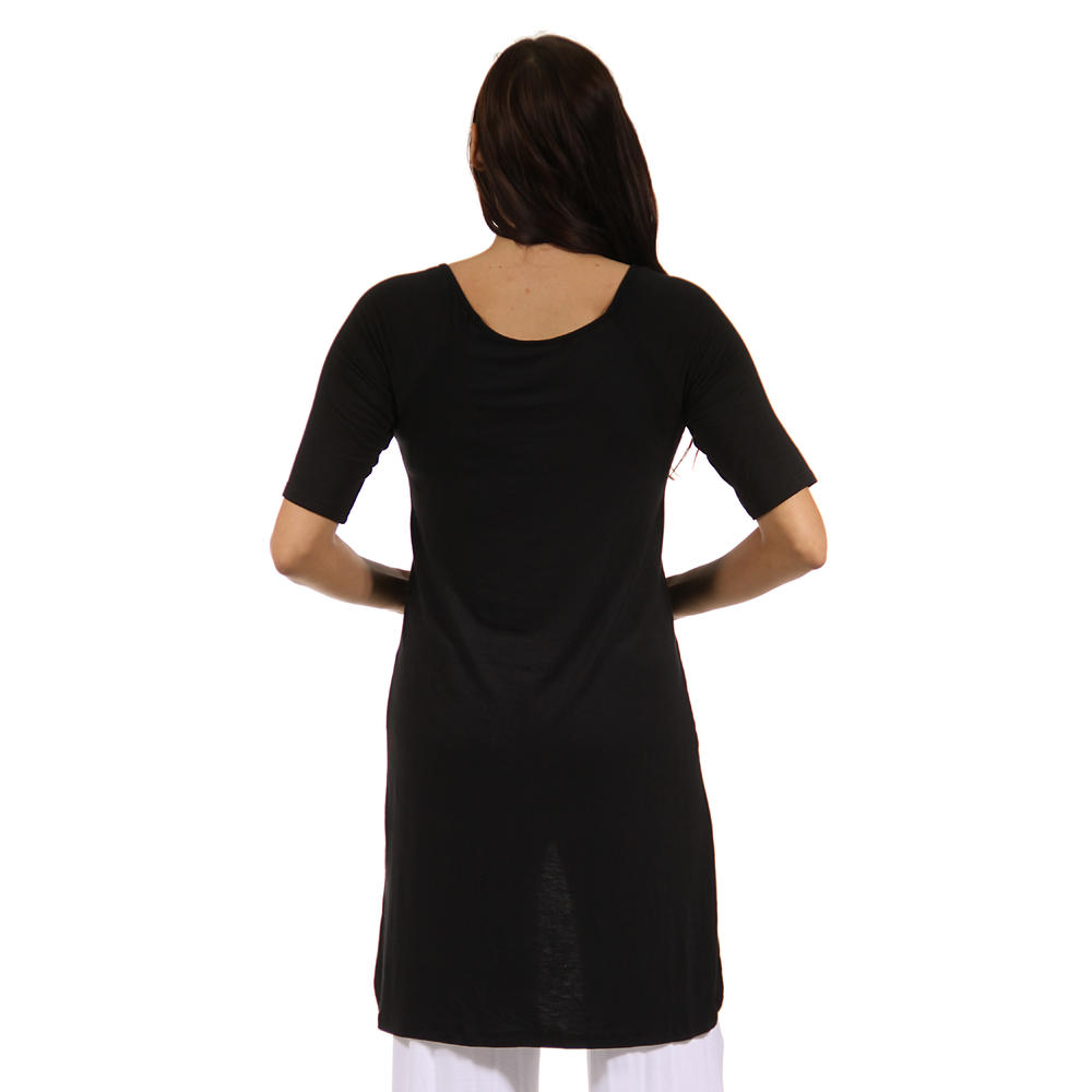24&#47;7 Comfort Apparel Women's High-Low 3/4 Sleeve Extra Long Maternity Tunic Top