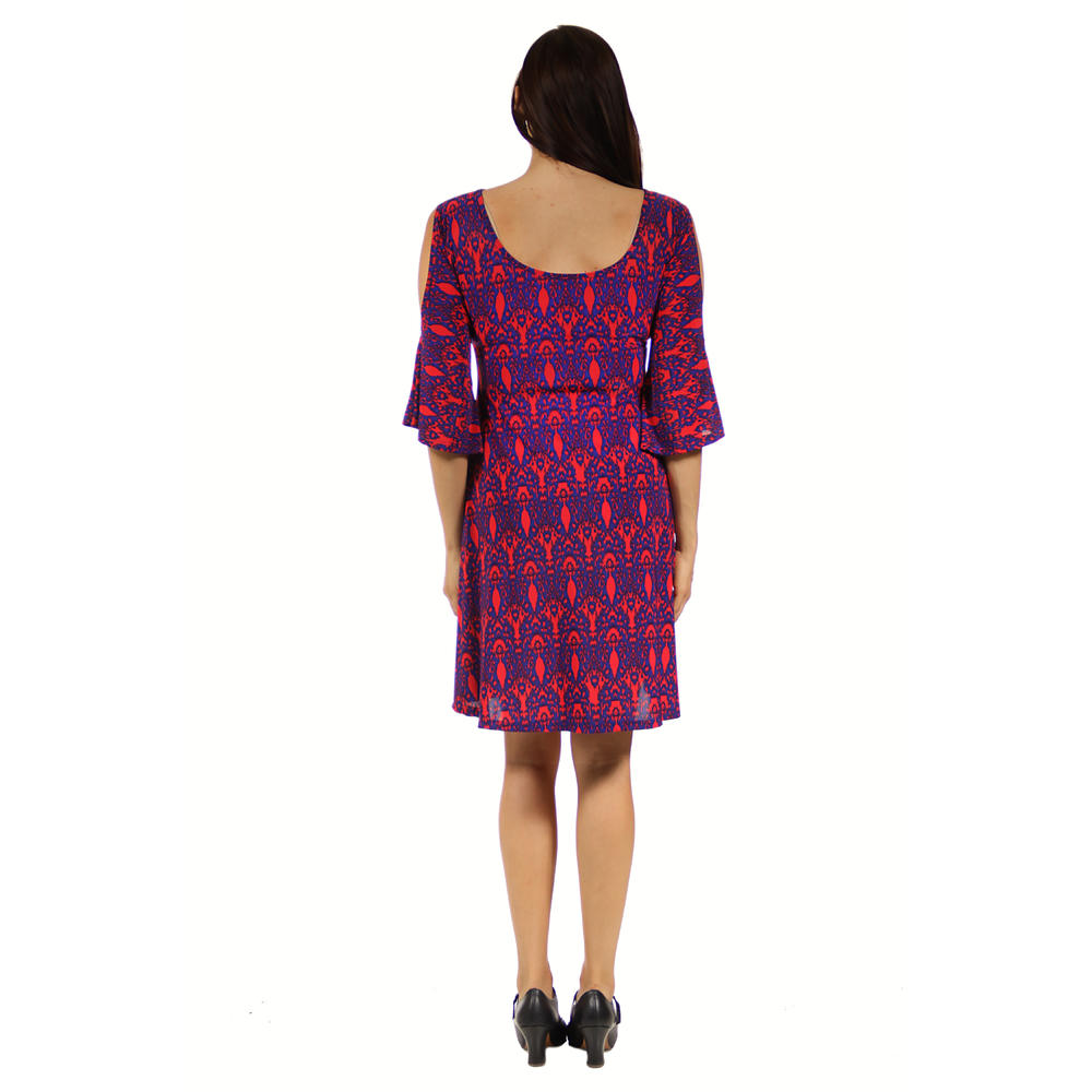 24&#47;7 Comfort Apparel Women's Maternity Abstract Print Split-Sleeve Dress