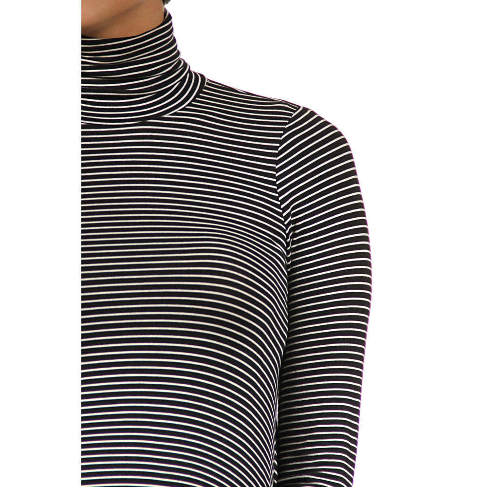 24&#47;7 Comfort Apparel Women's Striped Maternity Turtleneck Sweater
