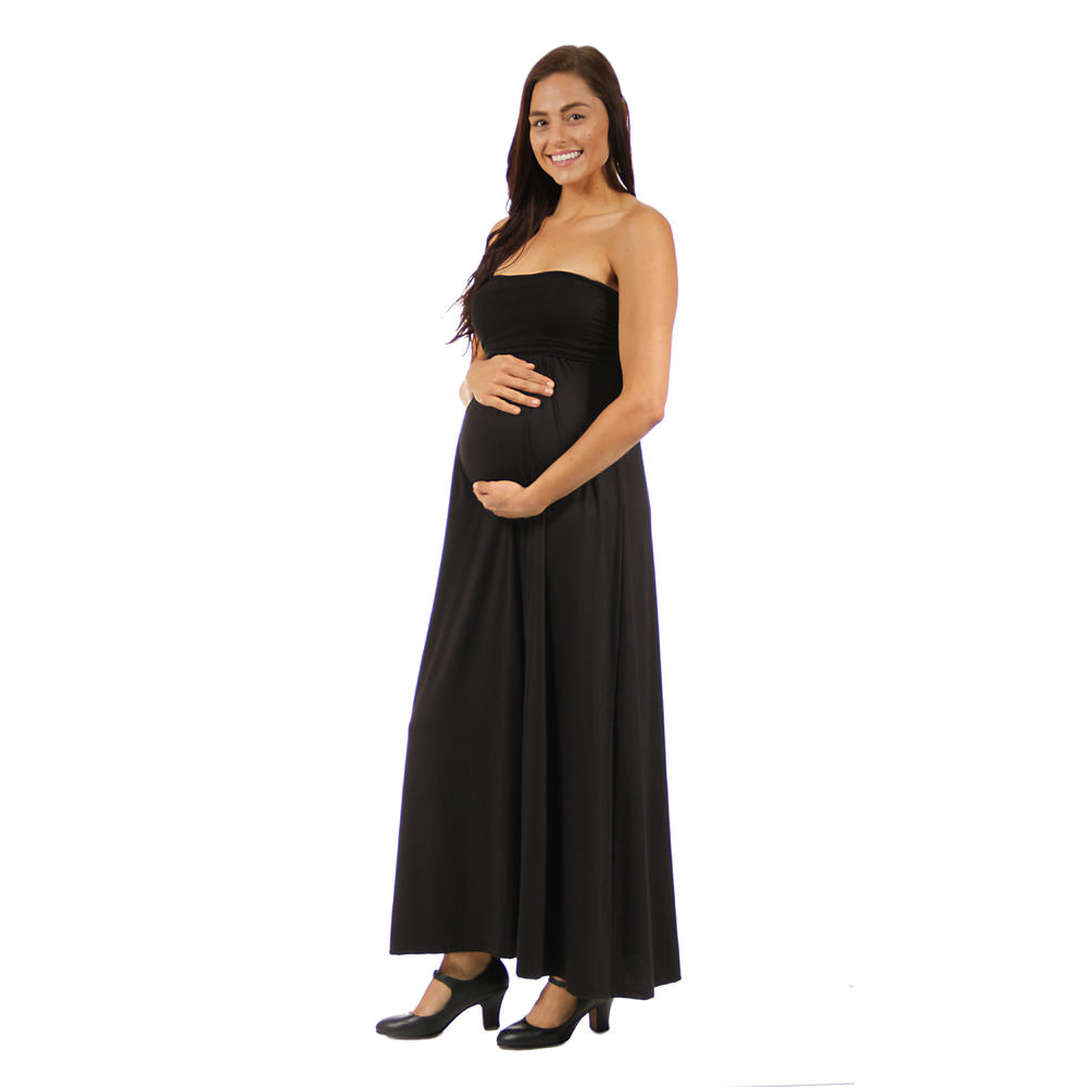 24&#47;7 Comfort Apparel Women's Maternity Strapless Maxi Dress