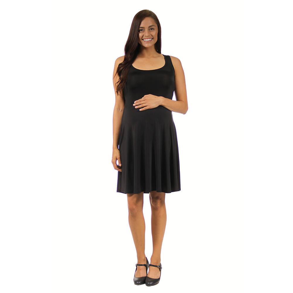 24&#47;7 Comfort Apparel Women's Maternity Sleeveless Tank Knee-Length Dress