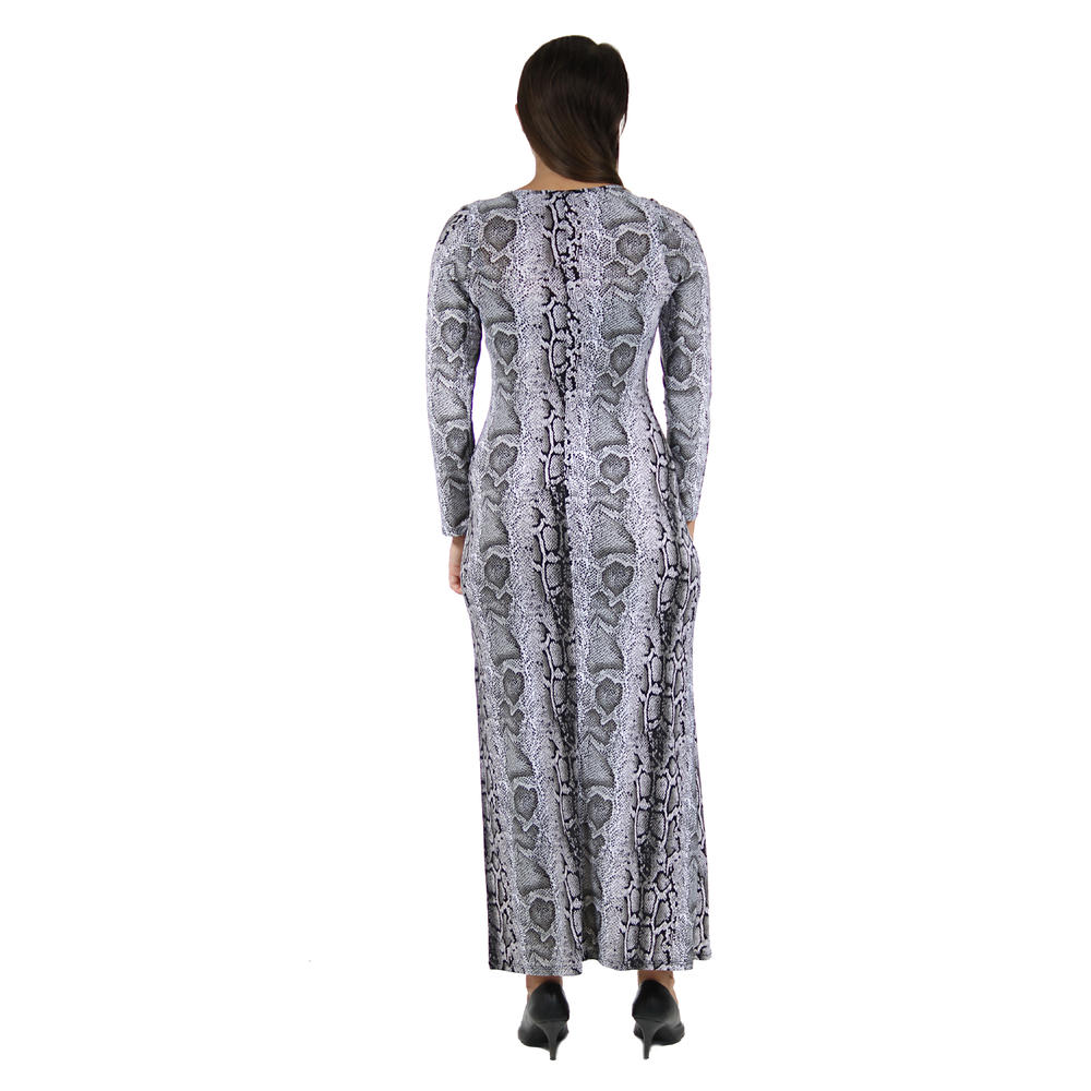 24&#47;7 Comfort Apparel Women's Snakeskin Printed Maxi Dress