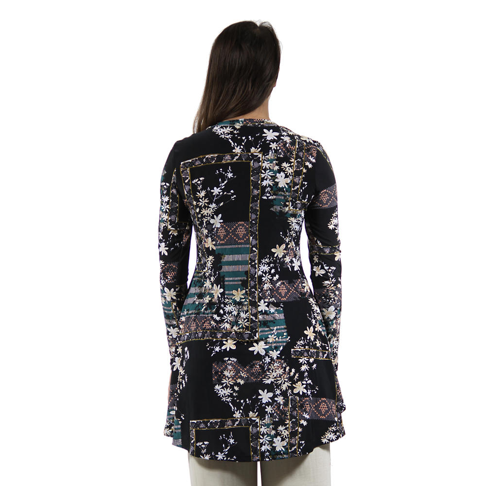 24&#47;7 Comfort Apparel Women's Autumn Floral Printed Tunic