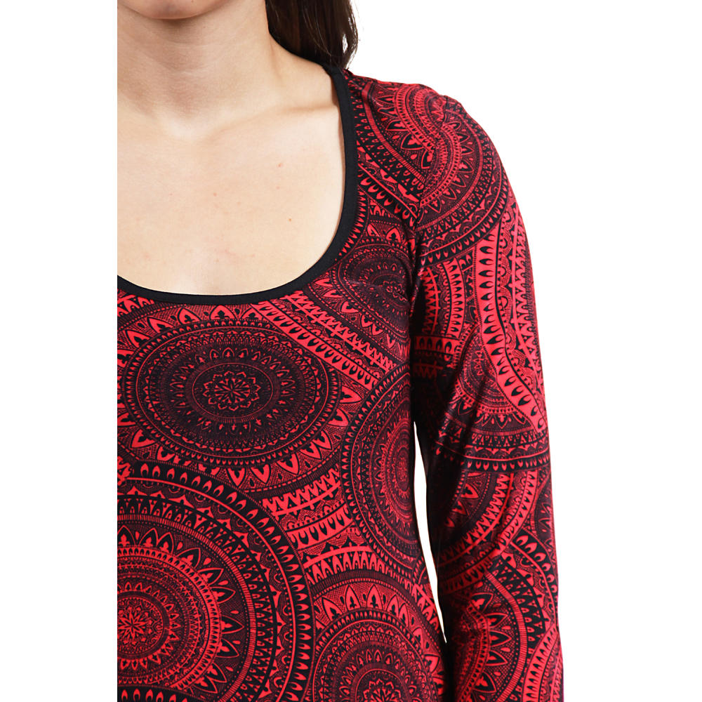 24&#47;7 Comfort Apparel Women's Black&Red Oriental Printed Tunic