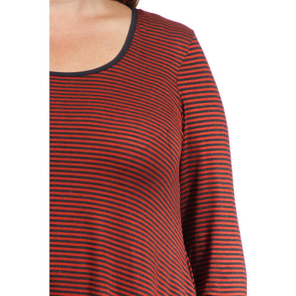 24&#47;7 Comfort Apparel Women's Plus Size Red Striped Printed Tunic