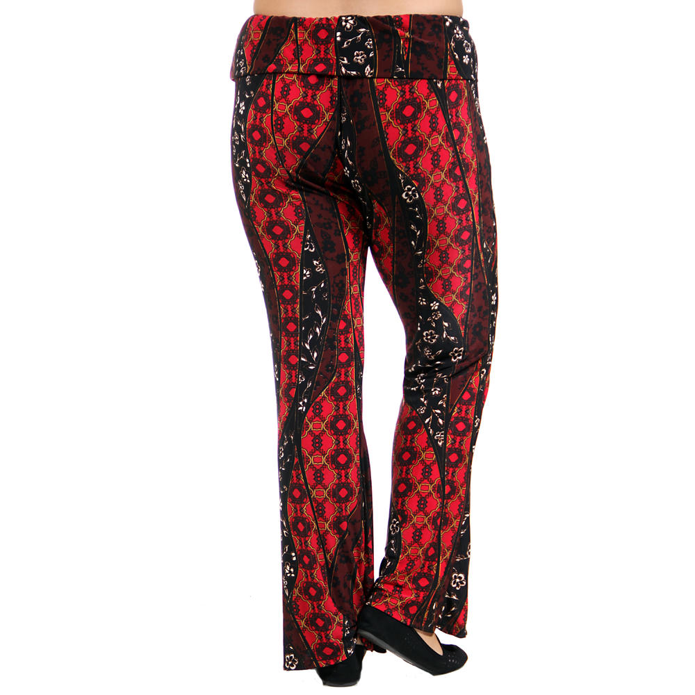 24&#47;7 Comfort Apparel Women's Plus Size Abstract Printed Pant