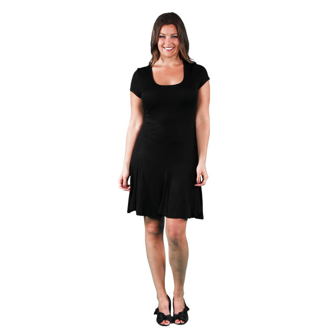 24/7 Comfort Apparel Women's Plus Size Short Sleeve ALine Dress