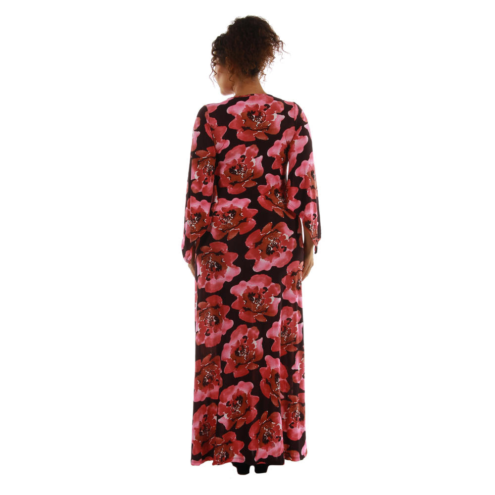 24&#47;7 Comfort Apparel Women's Plus Size Lace Up Maxi Dress
