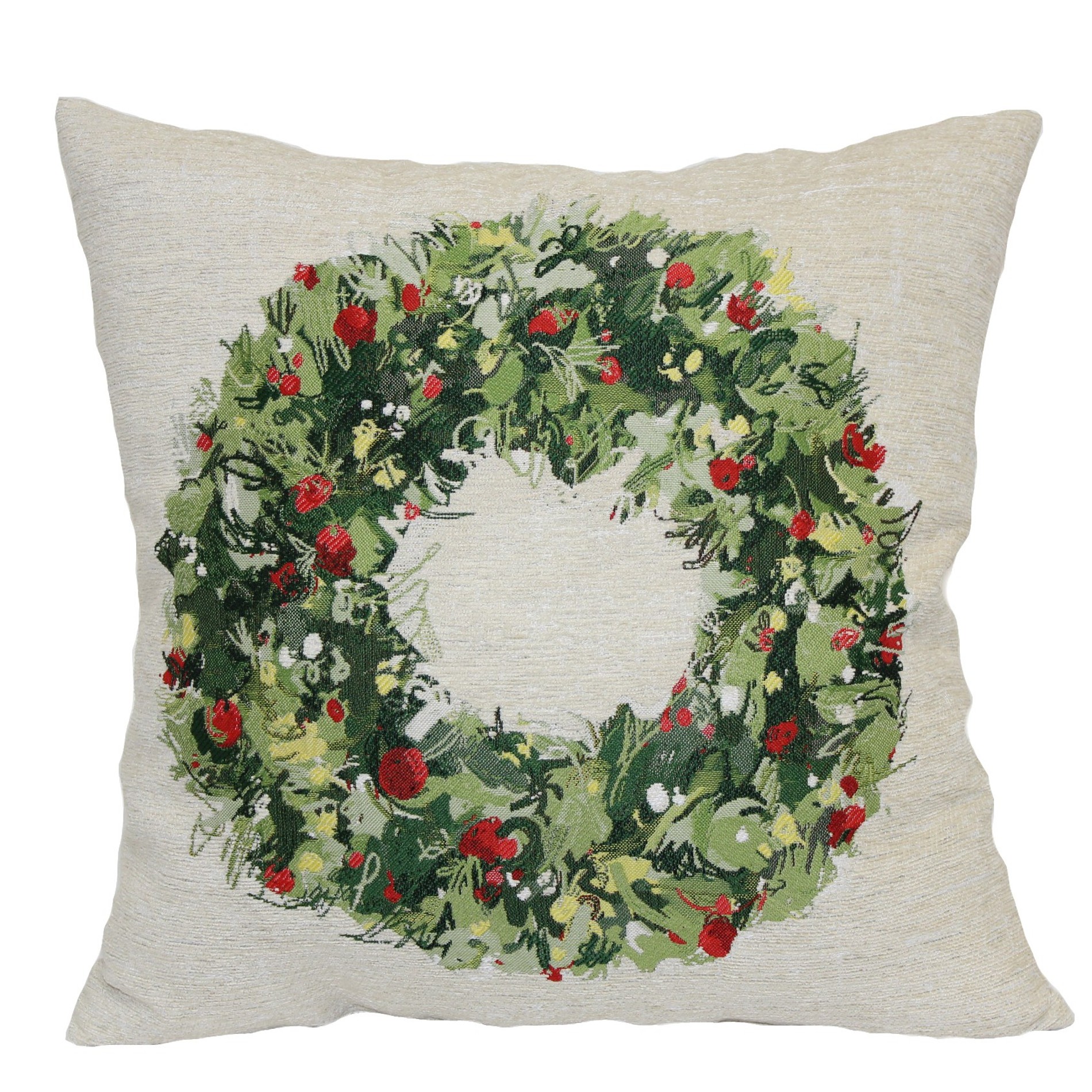 18 x 18" Joy Wreath Tapestry Pillow