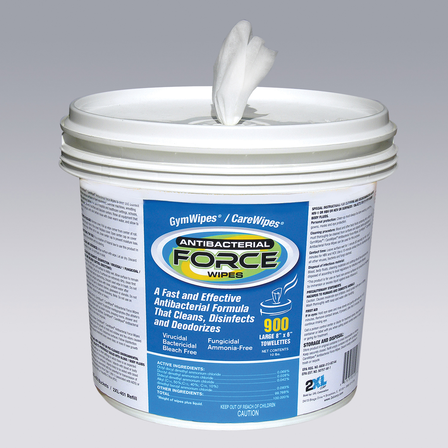 Gym Wipes/Care Wipes Antibacterial Force Bucket