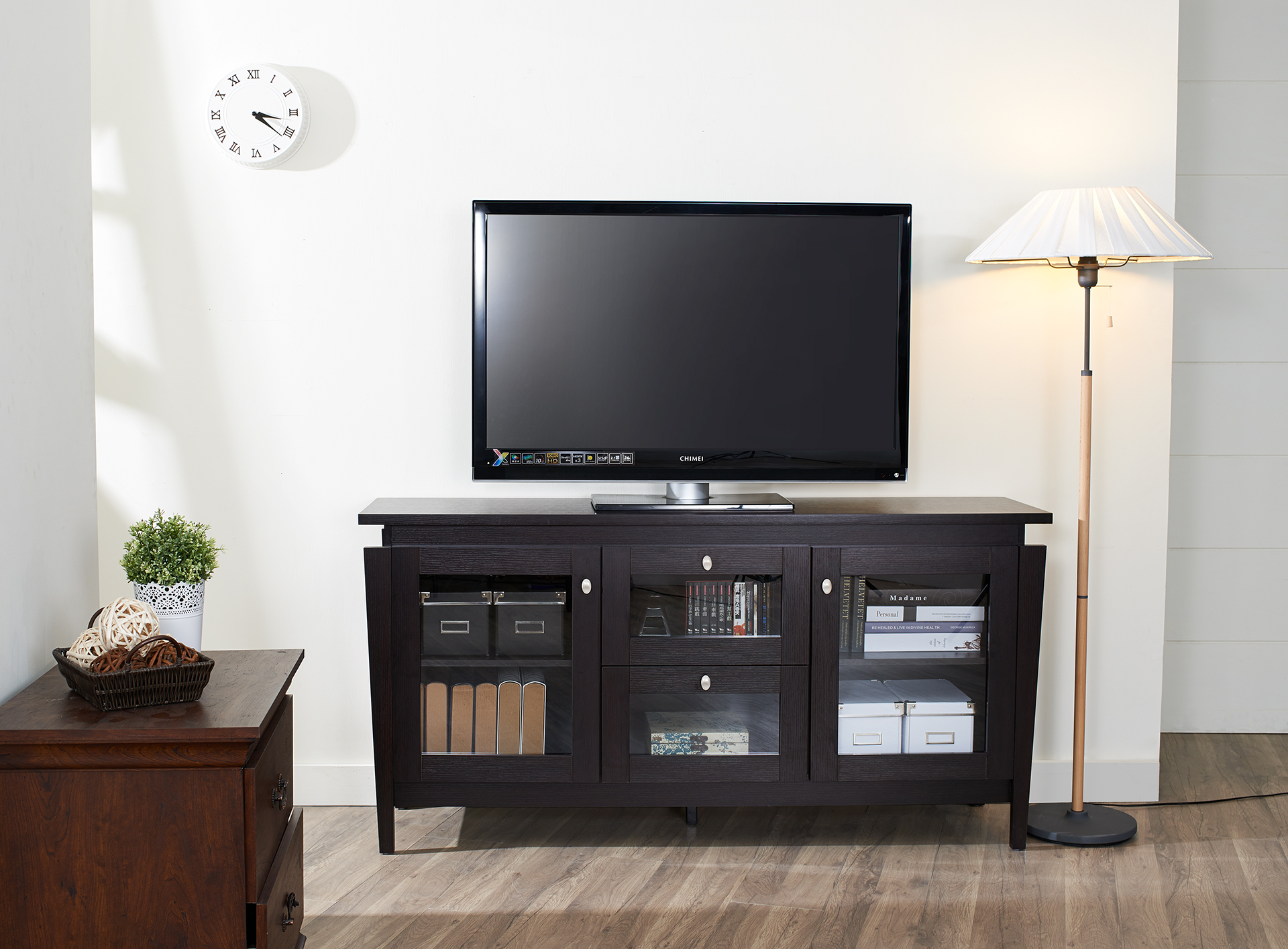 Essential Home White Bathroom Cabinet Stylish Storage