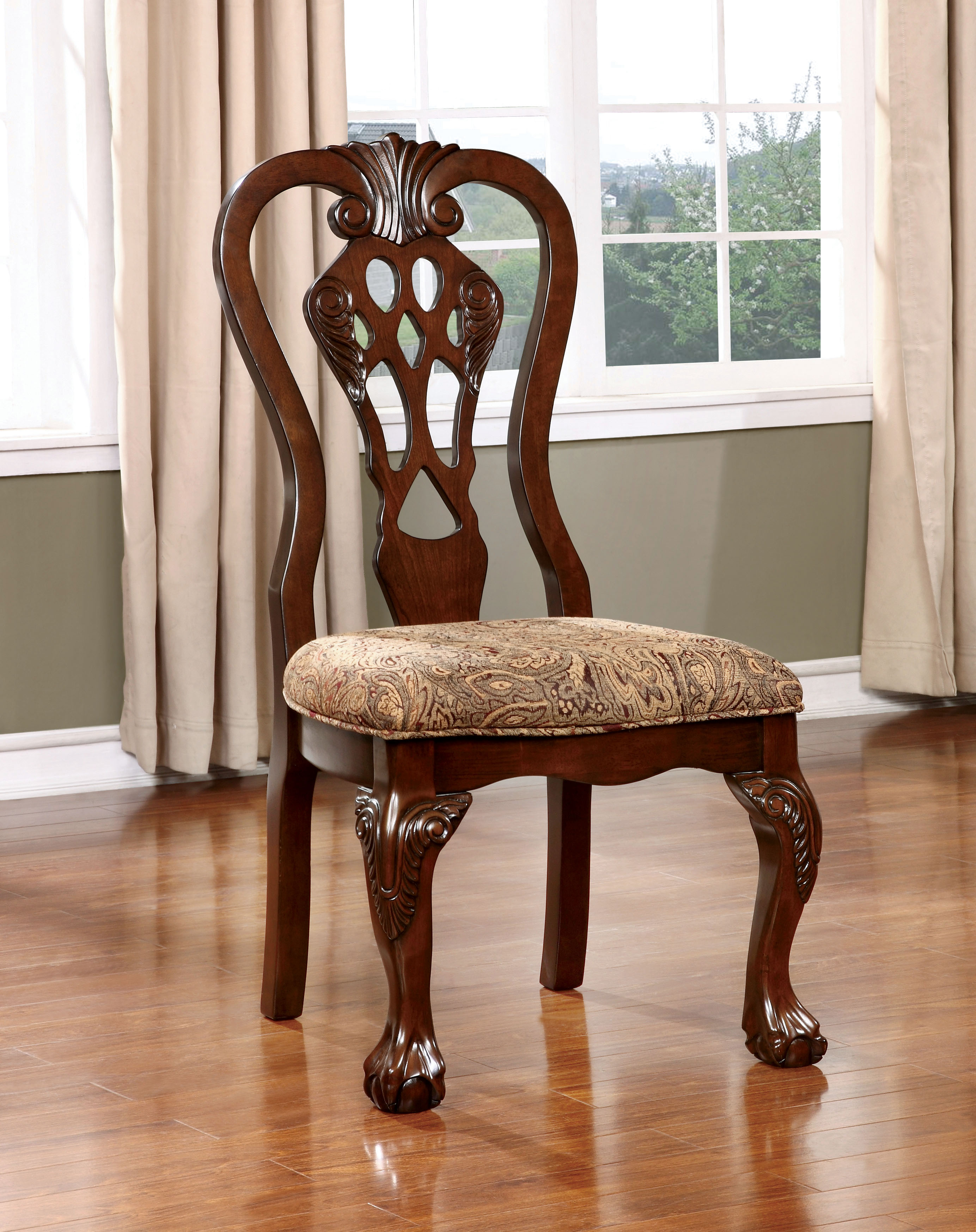 Furniture of America Madeline Fabric Upholstered Side Chair (Set of 2), Brown Furniture of America Madeline Fabric Upholstered Side Chair (Set of 2), Brown
