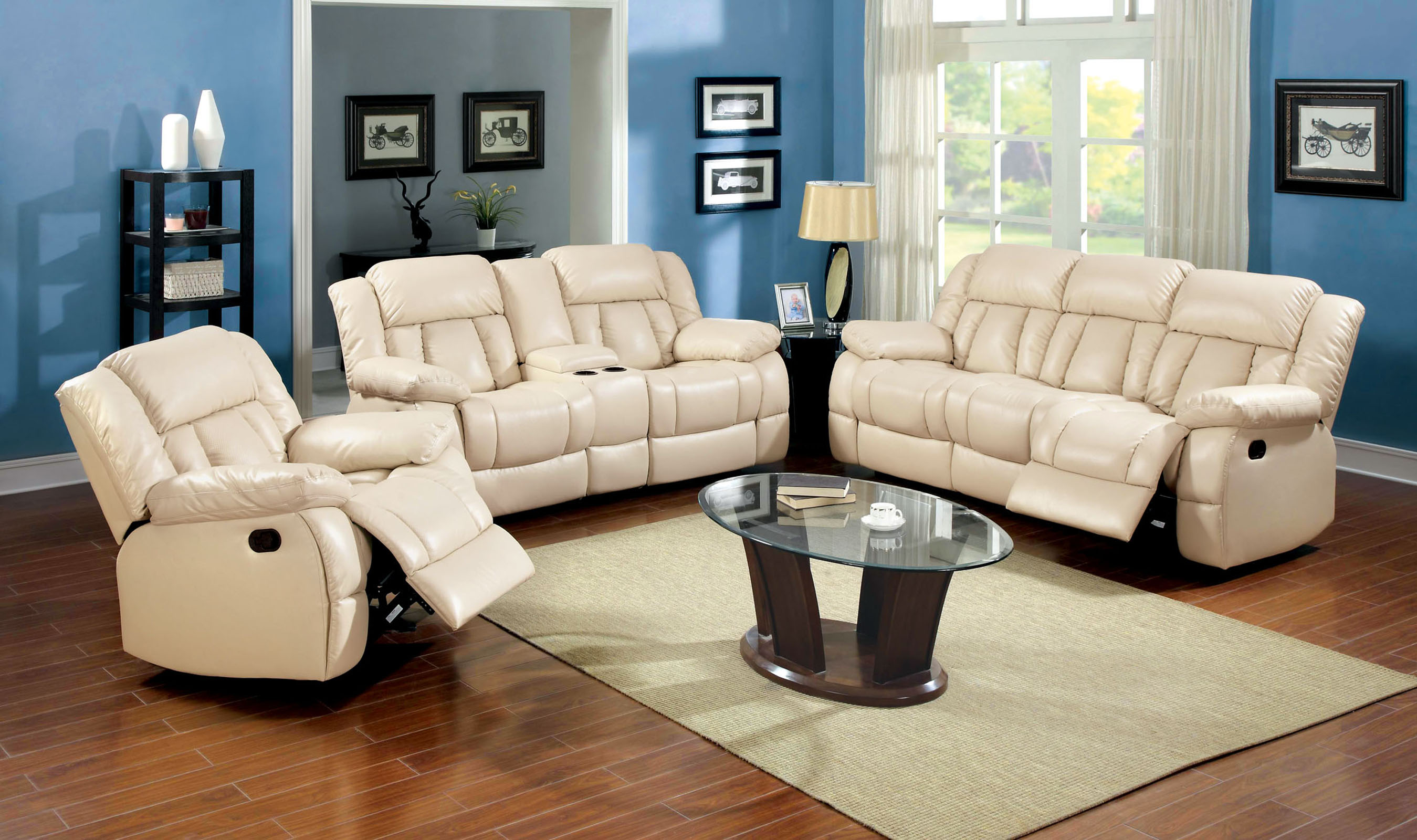 Furniture of America Thaerin Transitional Bonded Leather Reclining