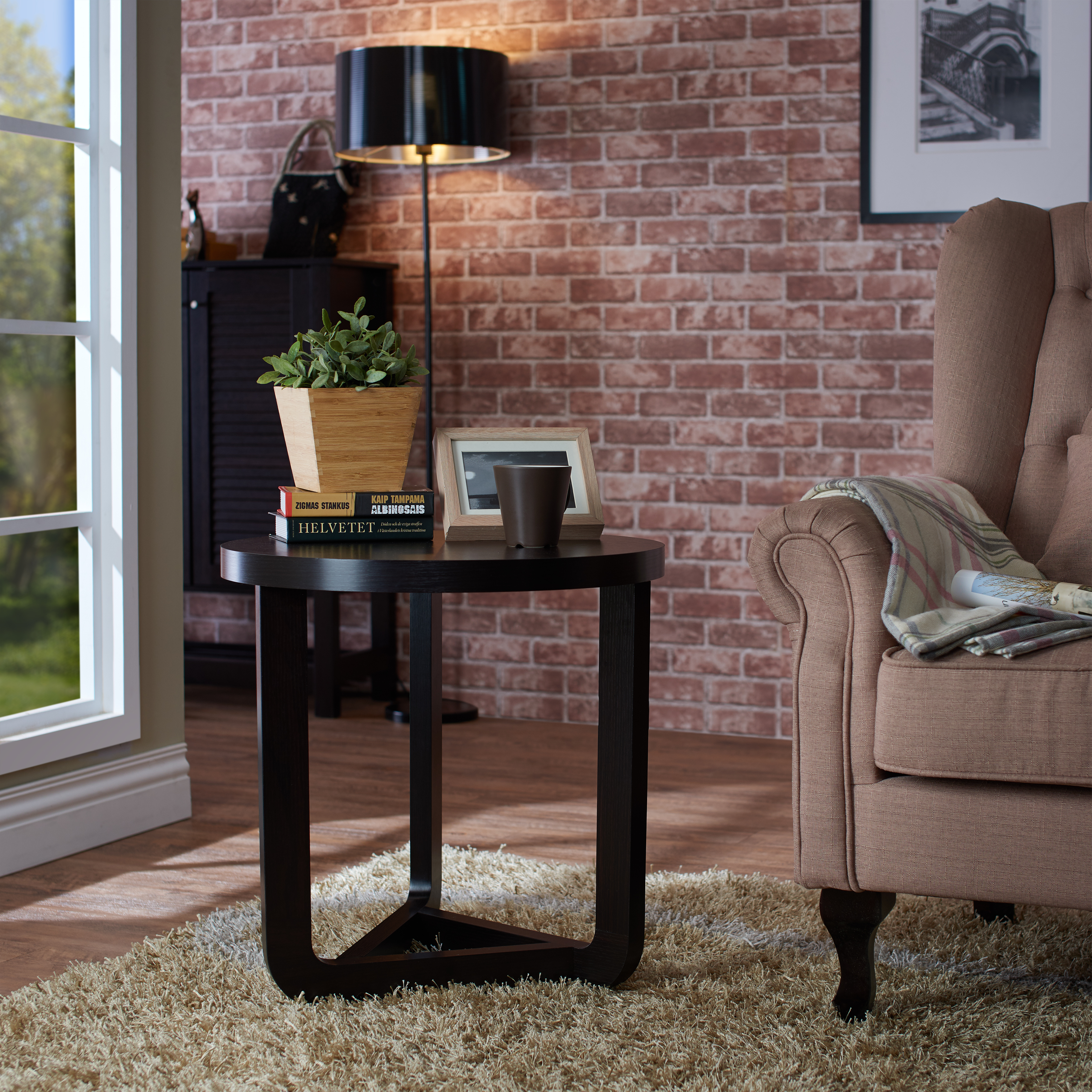 Furniture of America Trantham Modern CircularEnd Table- Brown Furniture of America Trantham Modern CircularEnd Table- Brown