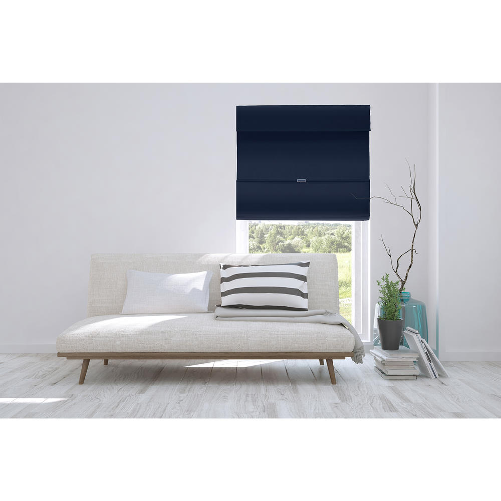 Chicology Cordless Magnetic Roman Shades / Window Blind Fabric Curtain Drape, Function, Room Darkening - Commodore Blue, 33"W X 64"H