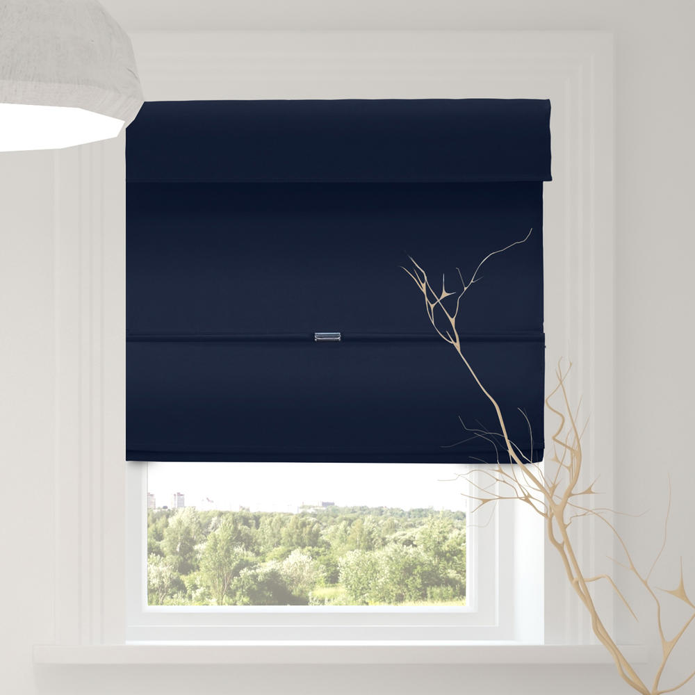 Chicology Cordless Magnetic Roman Shades / Window Blind Fabric Curtain Drape, Function, Room Darkening - Commodore Blue, 33"W X 64"H