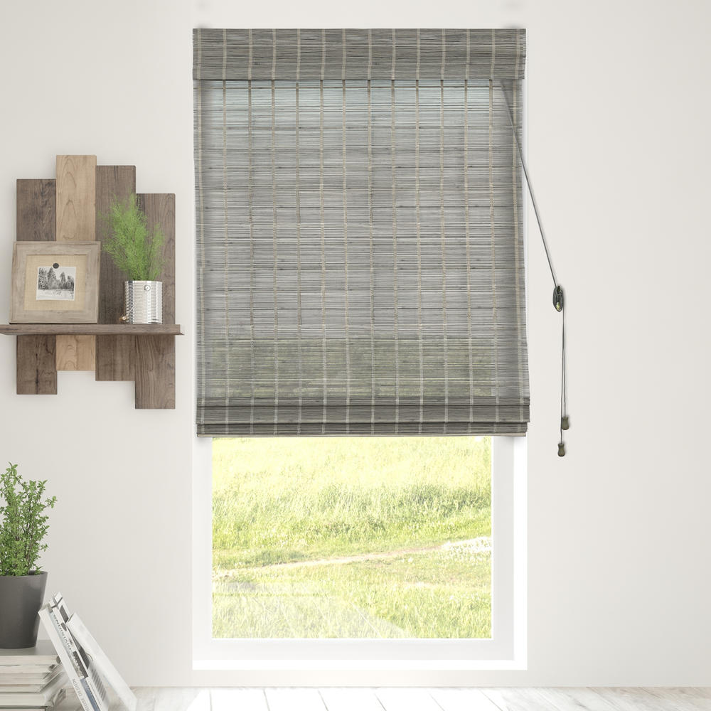 Chicology Bamboo Roman Shades / Woven Wood Window Blind, Bamboo, Privacy - Koala, 31"W X 64"H