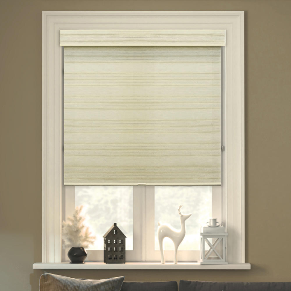 Chicology Free-Stop Cordless Roller Shades / Blind Curtain Drape, No Tug, Natural Woven, Privacy - Cabana Sand, 33"W X 72"H