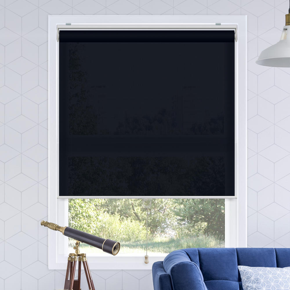 Chicology Snap-N'-Glide Cordless Roller Shades / Window Blind Curtain Drape, Light Filtering, Privacy - Urban Dark Blue, 48"W X 72"H