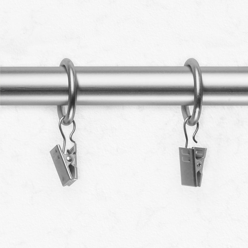 Clip Rings, Fits Rods 1 1/8-in. Diameter, Curtain & Drapery Hardware, Essential Satin Nickel - Pack of 12