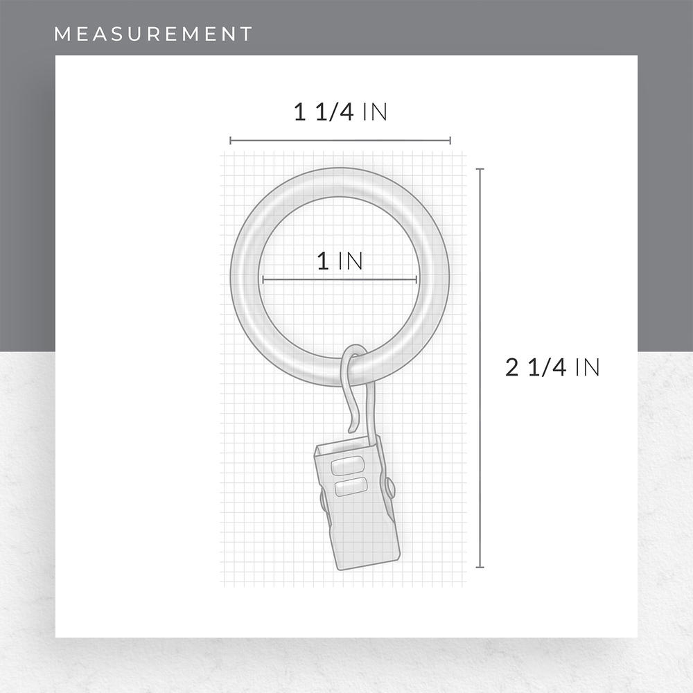 Clip Rings, Fits Rods 1 1/8-in. Diameter, Curtain & Drapery Hardware, Essential Satin Nickel - Pack of 12